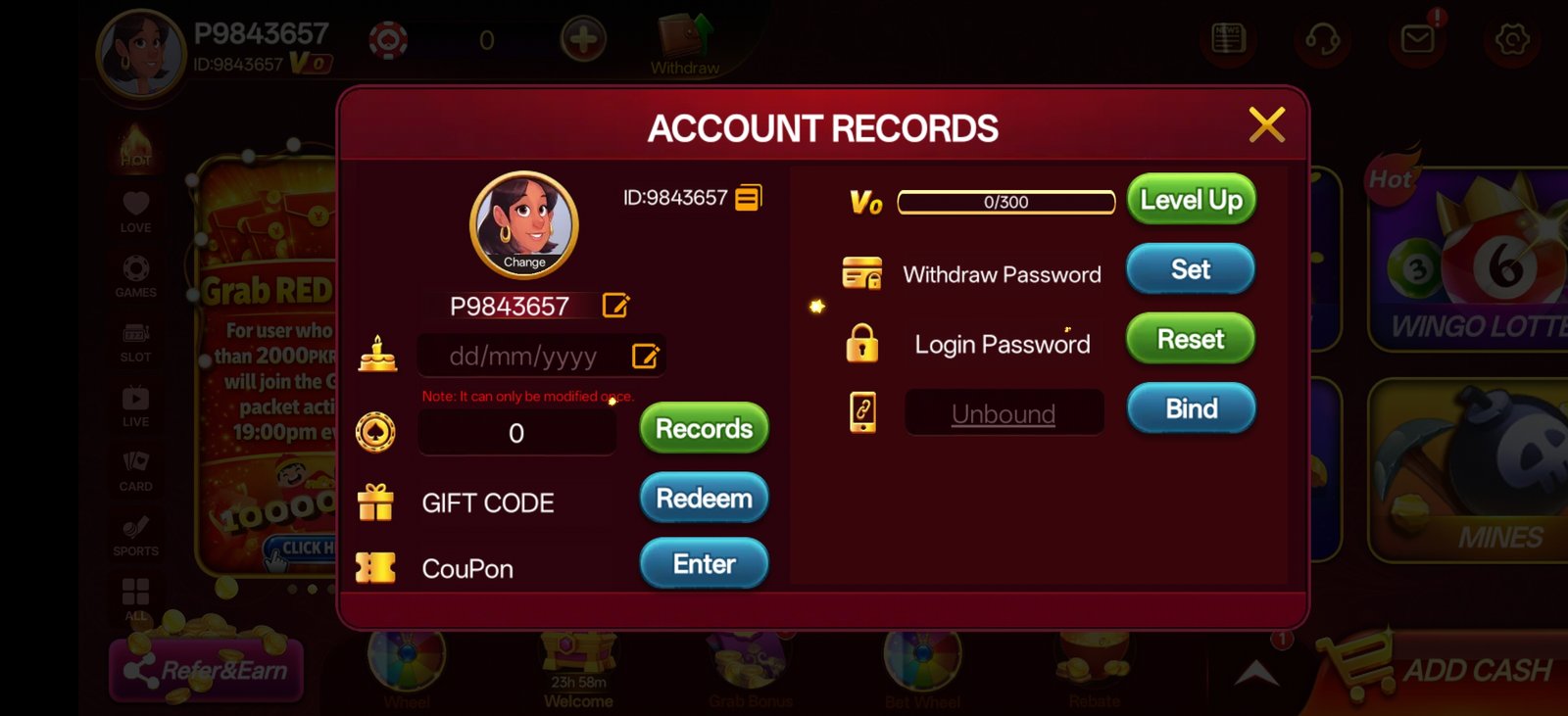 S9 Game VIP and rewards progression screen